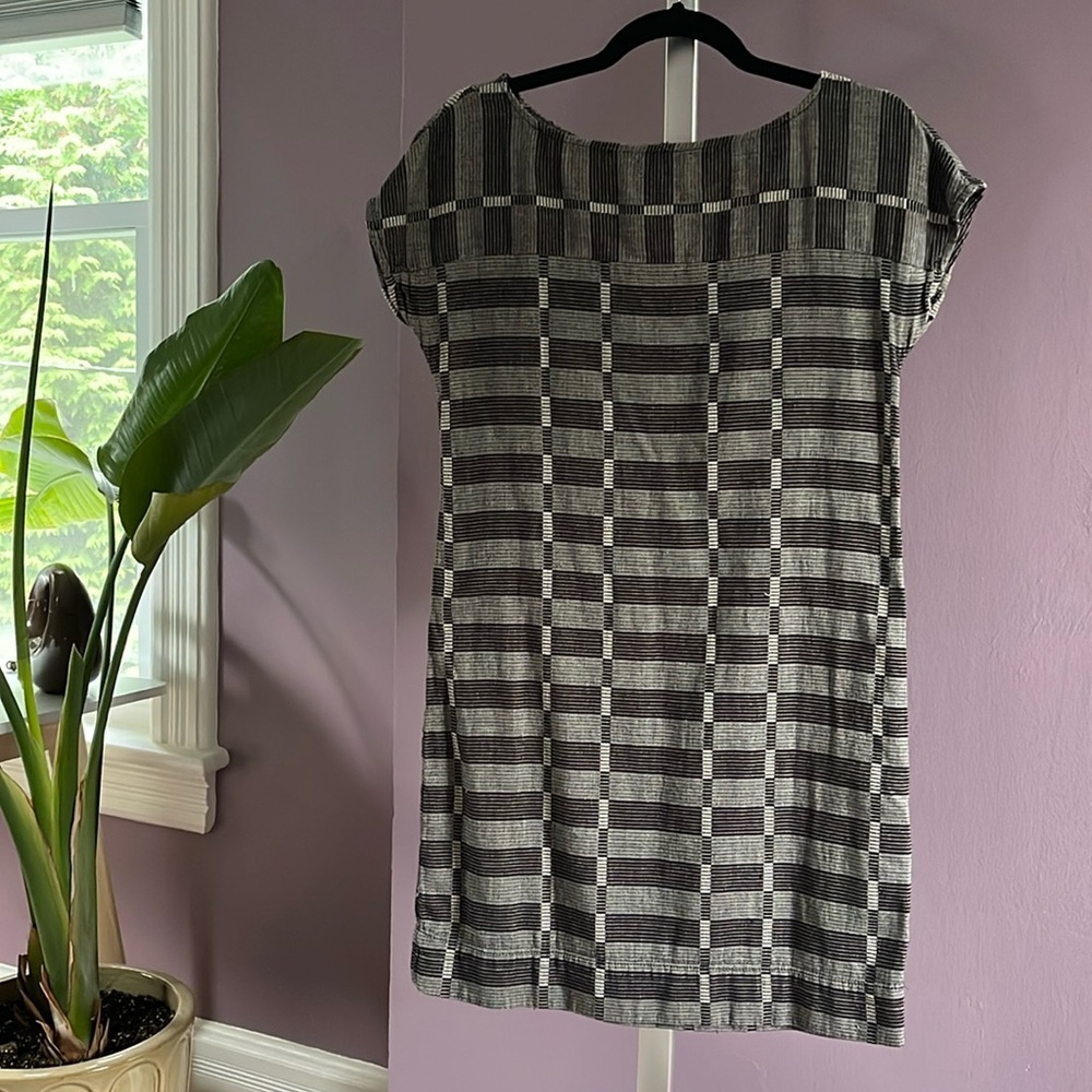 Lou & Grey XS Shirt Dress black white and grey stripes pattern